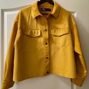 Mustard soft faux suede jacket